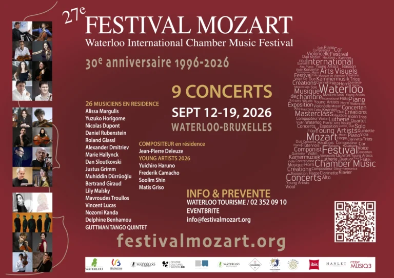 Visuel officiel du 27e Festival Mozart de Waterloo, 12-19 septembre 2026