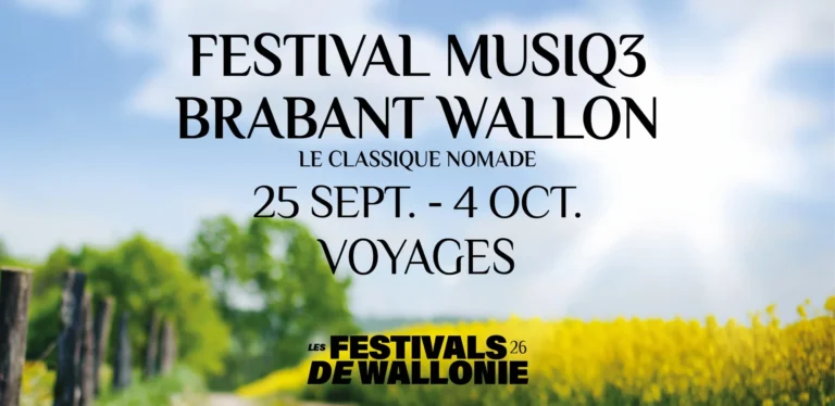 Festival Musiq3 Brabant wallon 2026 : dix concerts dans huit communes, de Perwez à Wavre, sous le signe des « Voyages »