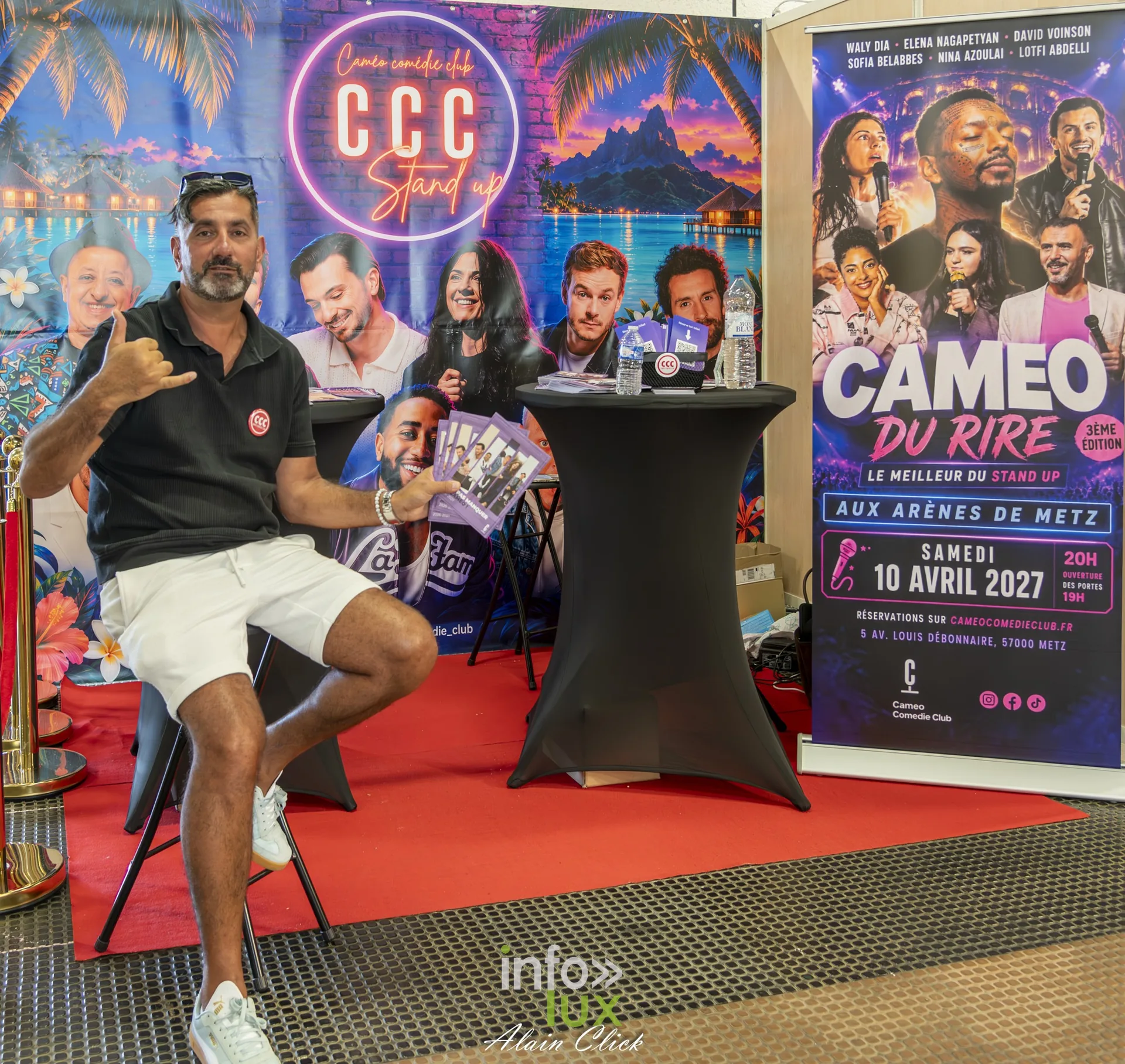 Exposant sur un stand de spectacle d’humour, Foire internationale de Metz 2026
