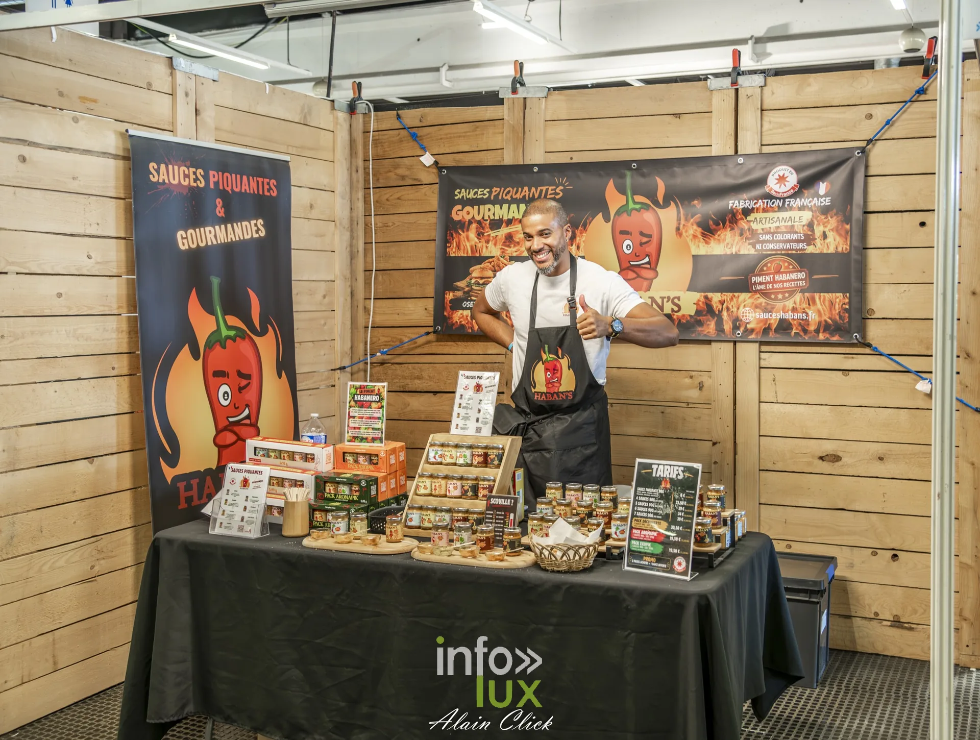 Stand de sauces piquantes et son exposant, Foire internationale de Metz 2026