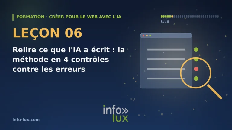 Relire ce que l’IA a écrit : la méthode en 4 contrôles contre les erreurs (leçon 6)