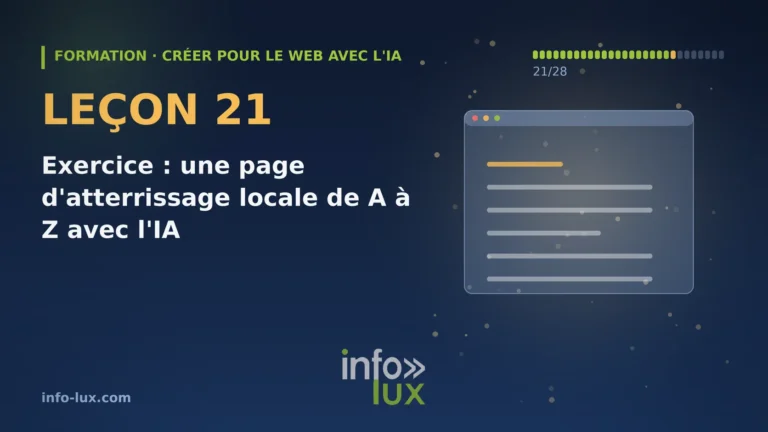 Exercice : une page d’atterrissage locale de A à Z avec l’IA (leçon 21)