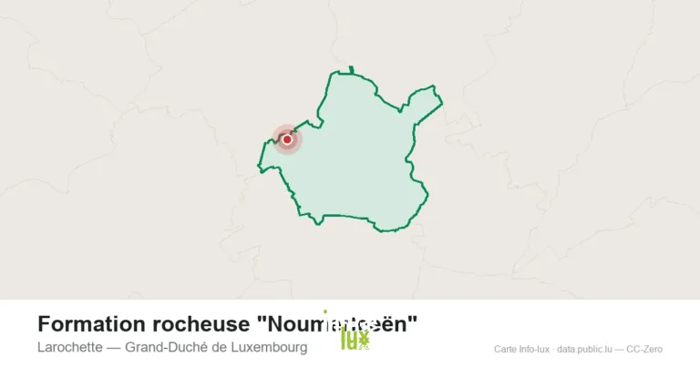 Carte de localisation de Formation rocheuse "Noumerleeën" à Larochette (Grand-Duché de Luxembourg)