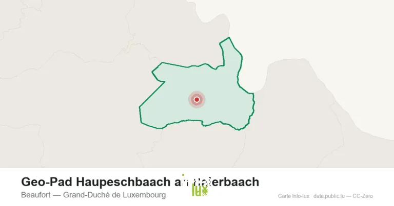 Carte du point de départ de Geo-Pad Haupeschbaach an Halerbaach à Beaufort (Grand-Duché de Luxembourg)