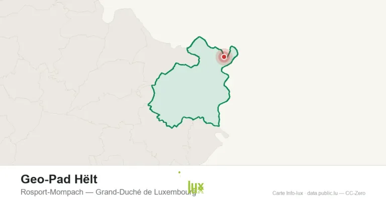 Carte de localisation de Geo-Pad Hëlt à Rosport-Mompach (Grand-Duché de Luxembourg)
