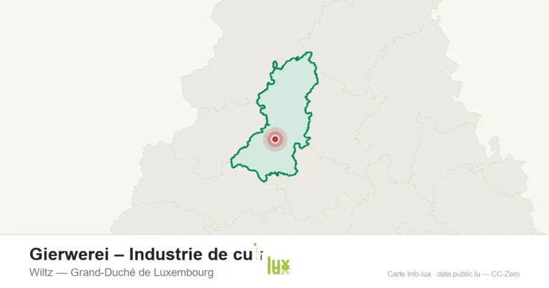 Carte de localisation de Gierwerei – Industrie de cuir à Wiltz (Grand-Duché de Luxembourg)