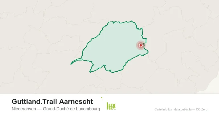 Carte de localisation de Guttland.Trail Aarnescht à Niederanven (Grand-Duché de Luxembourg)