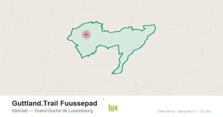 Carte du point de départ de Guttland.Trail Fuussepad à Steinsel (Grand-Duché de Luxembourg)