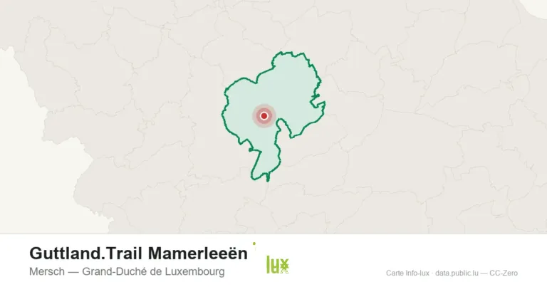 Carte de localisation de Guttland.Trail Mamerleeën à Mersch (Grand-Duché de Luxembourg)