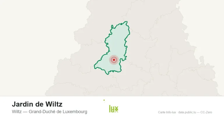 Carte de localisation de Jardin de Wiltz à Wiltz (Grand-Duché de Luxembourg)