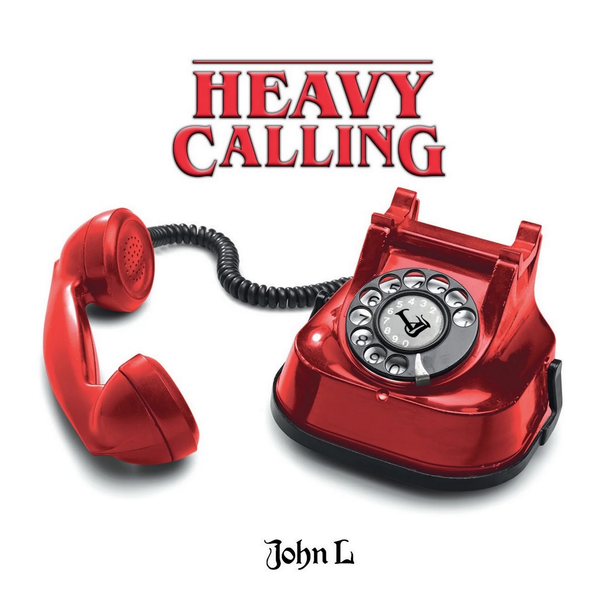 Pochette de l’album Heavy Calling de John L : un téléphone à cadran rouge décroché