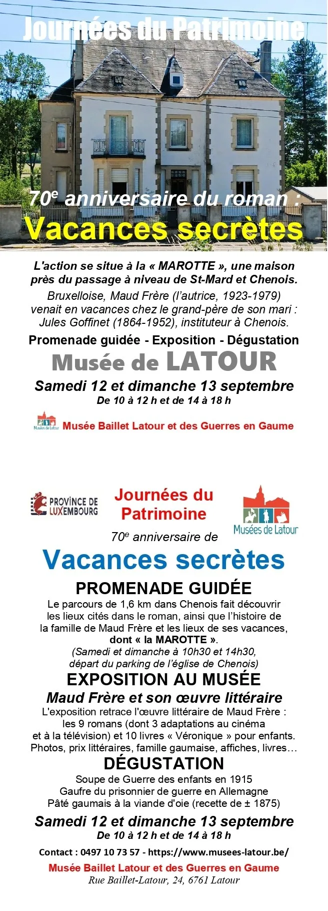 Affiche des Journees du Patrimoine 2026 au musee de Latour