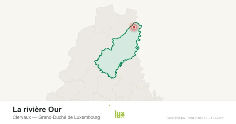 Carte de localisation de La rivière Our à Clervaux (Grand-Duché de Luxembourg)