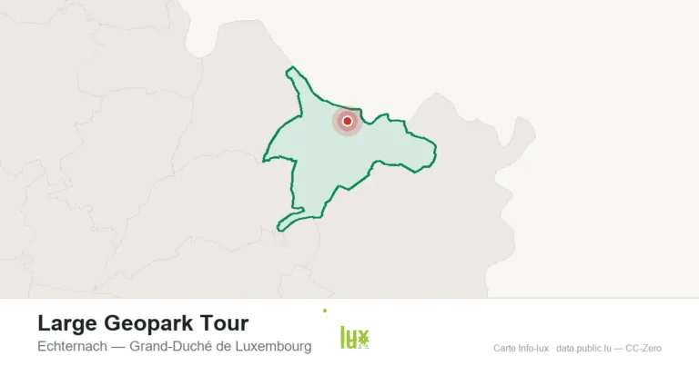 Carte du point de départ de Large Geopark Tour à Echternach (Grand-Duché de Luxembourg)