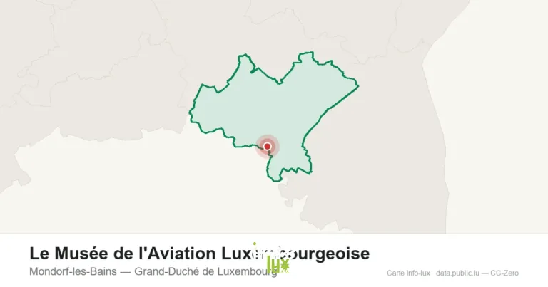Carte de localisation de Le Musée de l'Aviation Luxembourgeoise à Mondorf-les-Bains (Grand-Duché de Luxembourg)