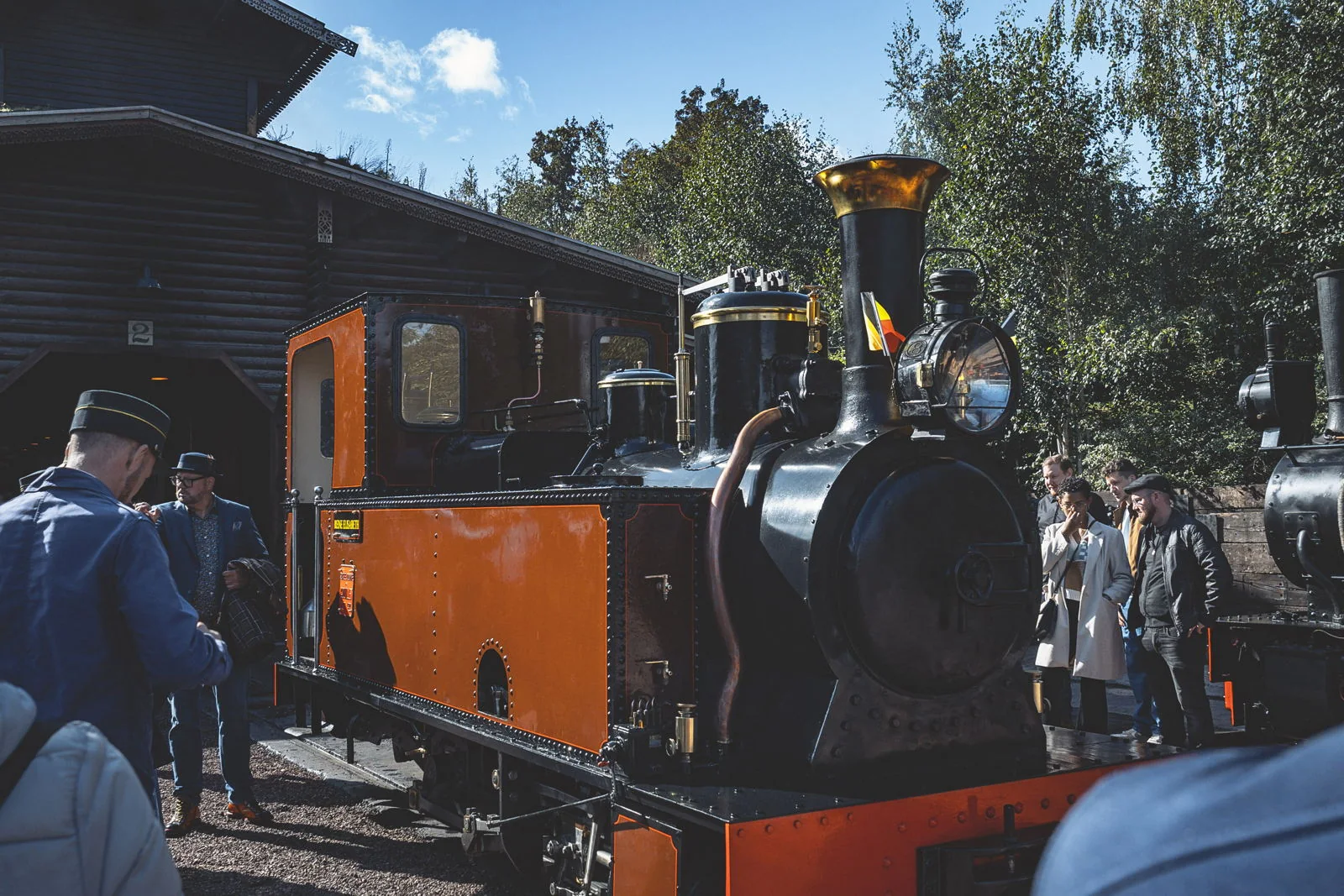 Détail de la machine restaurée de la locomotive Reine Elisabeth