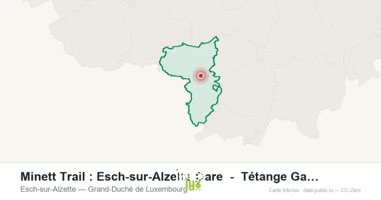 Carte du point de départ de Minett Trail : Esch-sur-Alzette Gare - Tétange Gare à Esch-sur-Alzette (Grand-Duché de Luxembourg)