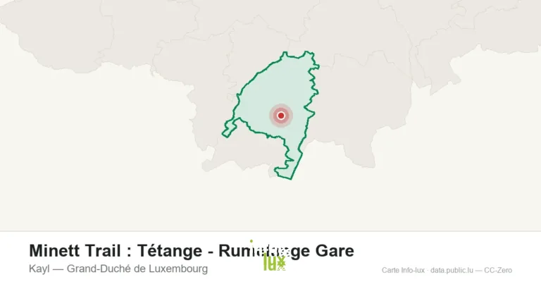 Carte du point de départ de Minett Trail : Tétange - Rumelange Gare à Kayl (Grand-Duché de Luxembourg)