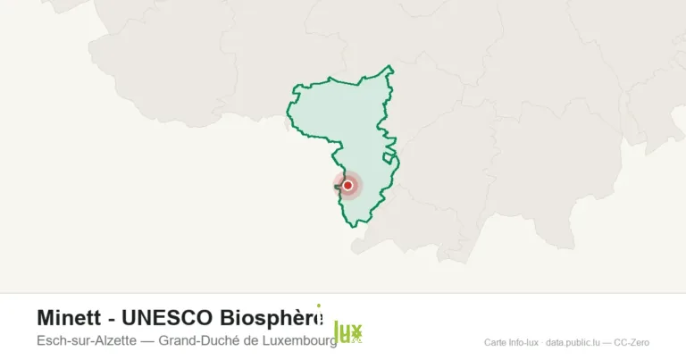 Carte de localisation de Minett - UNESCO Biosphère à Esch-sur-Alzette (Grand-Duché de Luxembourg)