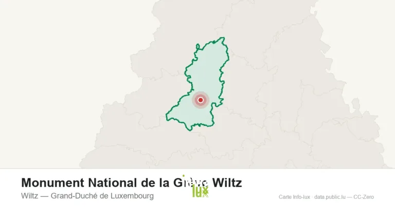 Carte de localisation de Monument National de la Grève Wiltz à Wiltz (Grand-Duché de Luxembourg)
