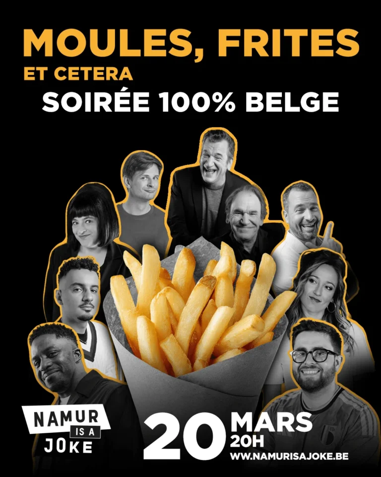 Namur > Humour > « Moules, frites et cetera », la soirée 100 % belge du Grand Manège — Namur is a Joke 2027