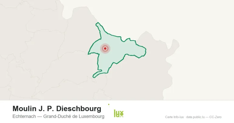 Carte de localisation de Moulin J. P. Dieschbourg à Echternach (Grand-Duché de Luxembourg)