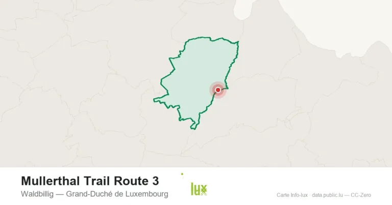 Carte de localisation de Mullerthal Trail Route 3 à Waldbillig (Grand-Duché de Luxembourg)