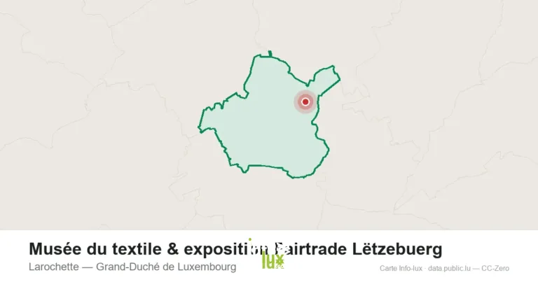 Carte de localisation de Musée du textile & exposition Fairtrade Lëtzebuerg à Larochette (Grand-Duché de Luxembourg)