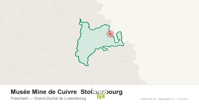 Carte de localisation de Musée Mine de Cuivre Stolzembourg à Putscheid (Grand-Duché de Luxembourg)