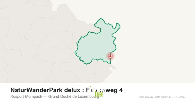 Carte de localisation de NaturWanderPark delux : Felsenweg 4 à Rosport-Mompach (Grand-Duché de Luxembourg)