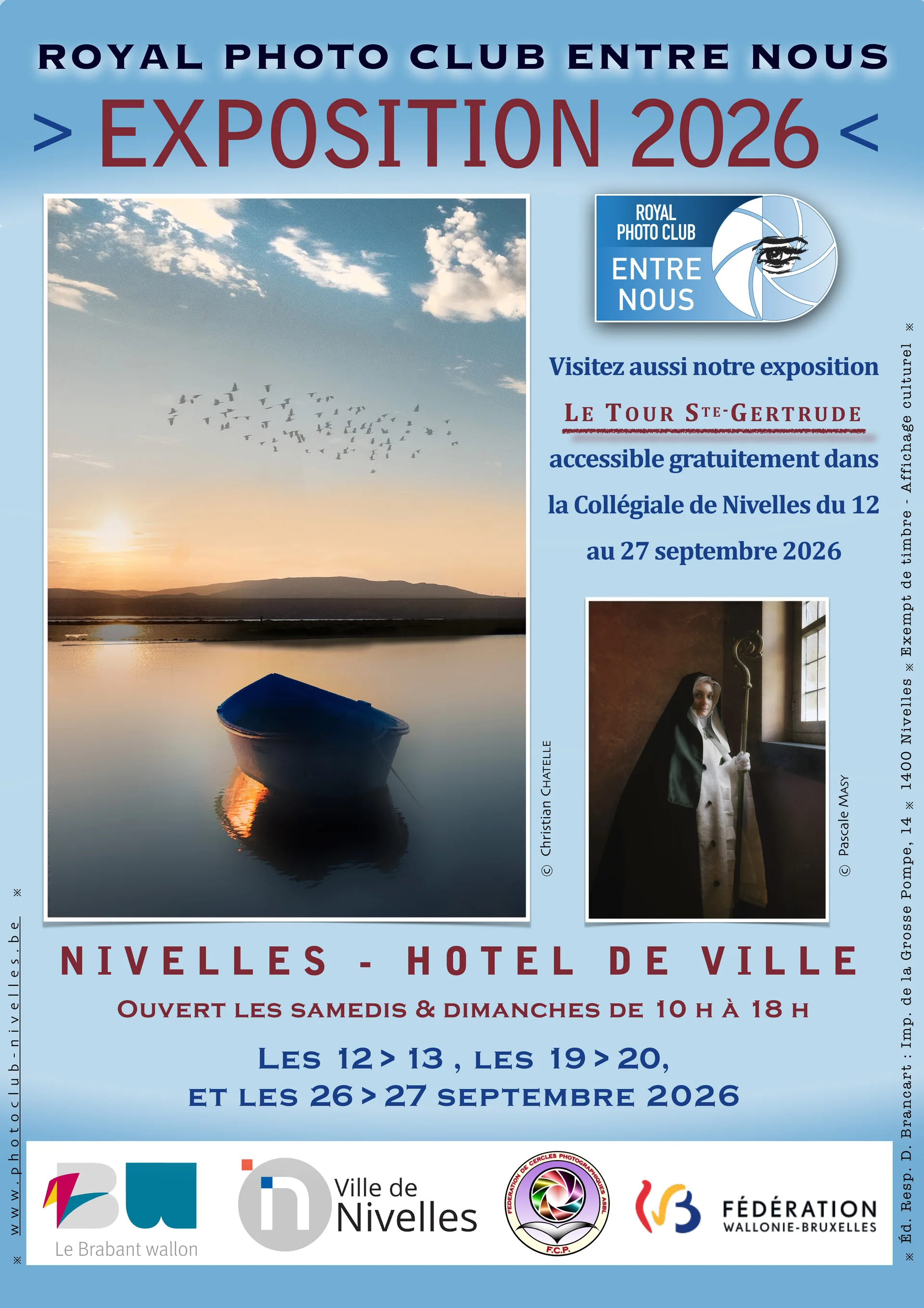 Affiche de l’exposition 2026 du Royal Photo Club Entre Nous à l’Hôtel de Ville de Nivelles