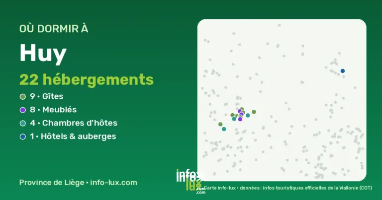 Carte des hébergements à Huy