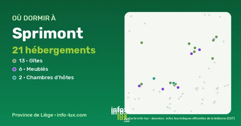 Où dormir à Sprimont ? 21 gîtes, chambres d’hôtes et hébergements