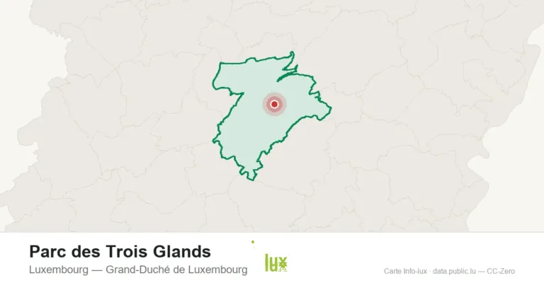 Carte de localisation de Parc des Trois Glands à Luxembourg (Grand-Duché de Luxembourg)