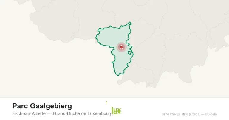 Carte de localisation de Parc Gaalgebierg à Esch-sur-Alzette (Grand-Duché de Luxembourg)