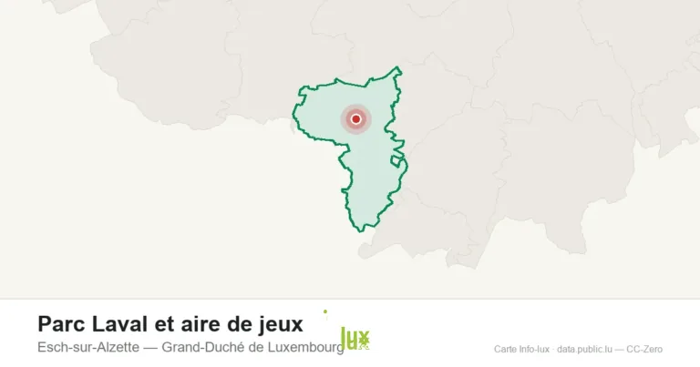 Carte de localisation de Parc Laval et aire de jeux à Esch-sur-Alzette (Grand-Duché de Luxembourg)