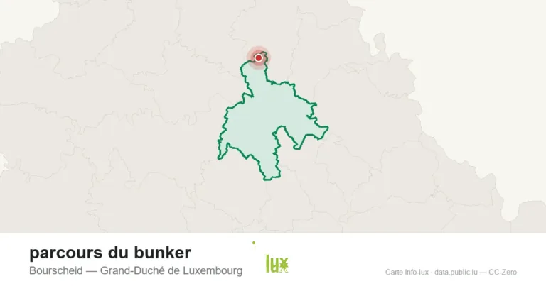 Carte de localisation de parcours du bunker à Bourscheid (Grand-Duché de Luxembourg)