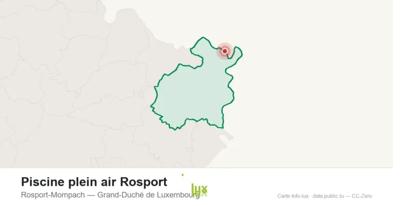 Carte de localisation de Piscine plein air Rosport à Rosport-Mompach (Grand-Duché de Luxembourg)