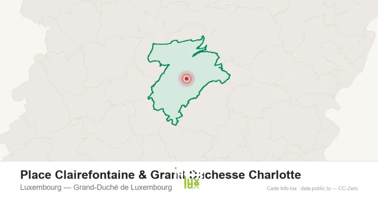 Carte de localisation de Place Clairefontaine & Grand Duchesse Charlotte à Luxembourg (Grand-Duché de Luxembourg)