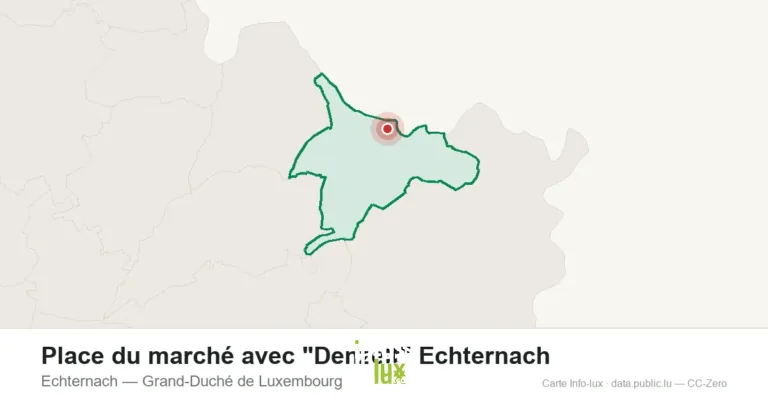 Carte de localisation de Place du marché avec "Denzelt" Echternach à Echternach (Grand-Duché de Luxembourg)
