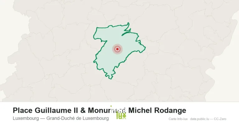 Carte de localisation de Place Guillaume II & Monument Michel Rodange à Luxembourg (Grand-Duché de Luxembourg)