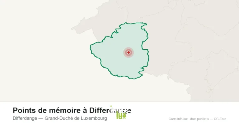 Carte de localisation de Points de mémoire à Differdange à Differdange (Grand-Duché de Luxembourg)