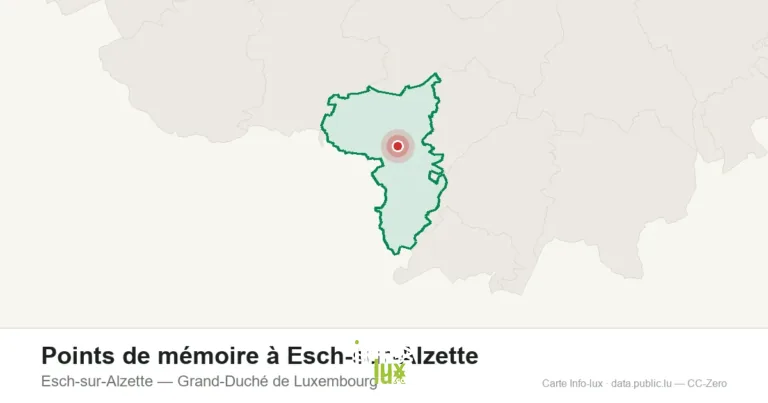 Carte de localisation de Points de mémoire à Esch-sur-Alzette à Esch-sur-Alzette (Grand-Duché de Luxembourg)