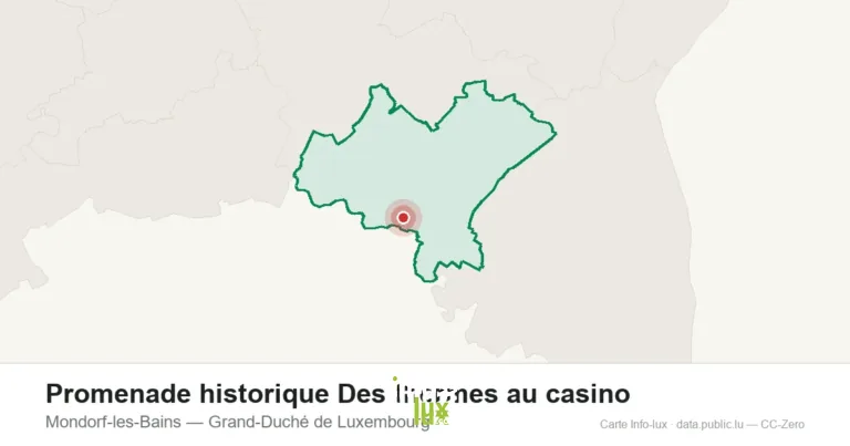 Carte de localisation de Promenade historique Des thermes au casino à Mondorf-les-Bains (Grand-Duché de Luxembourg)