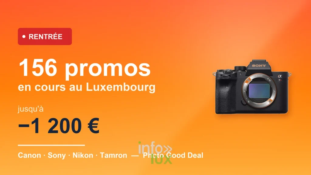 Promos appareils photo et objectifs au Luxembourg chez Photo Good Deal : 156 offres en cours, jusqu-a 1200 euros de remise