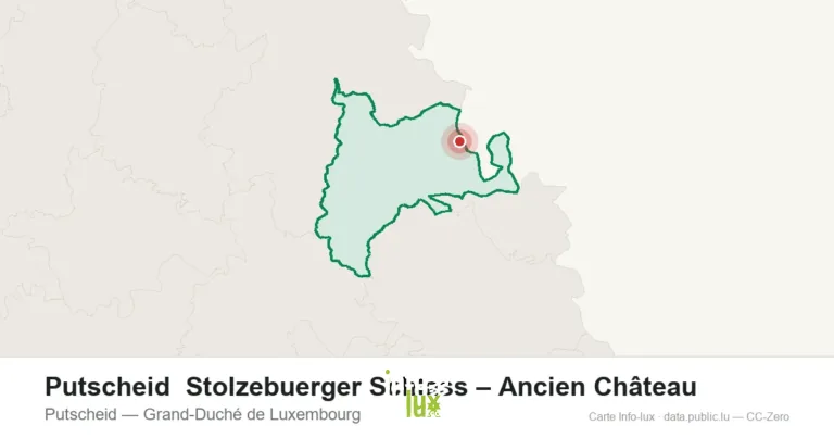 Carte de localisation de Putscheid Stolzebuerger Schlass – Ancien Château à Putscheid (Grand-Duché de Luxembourg)