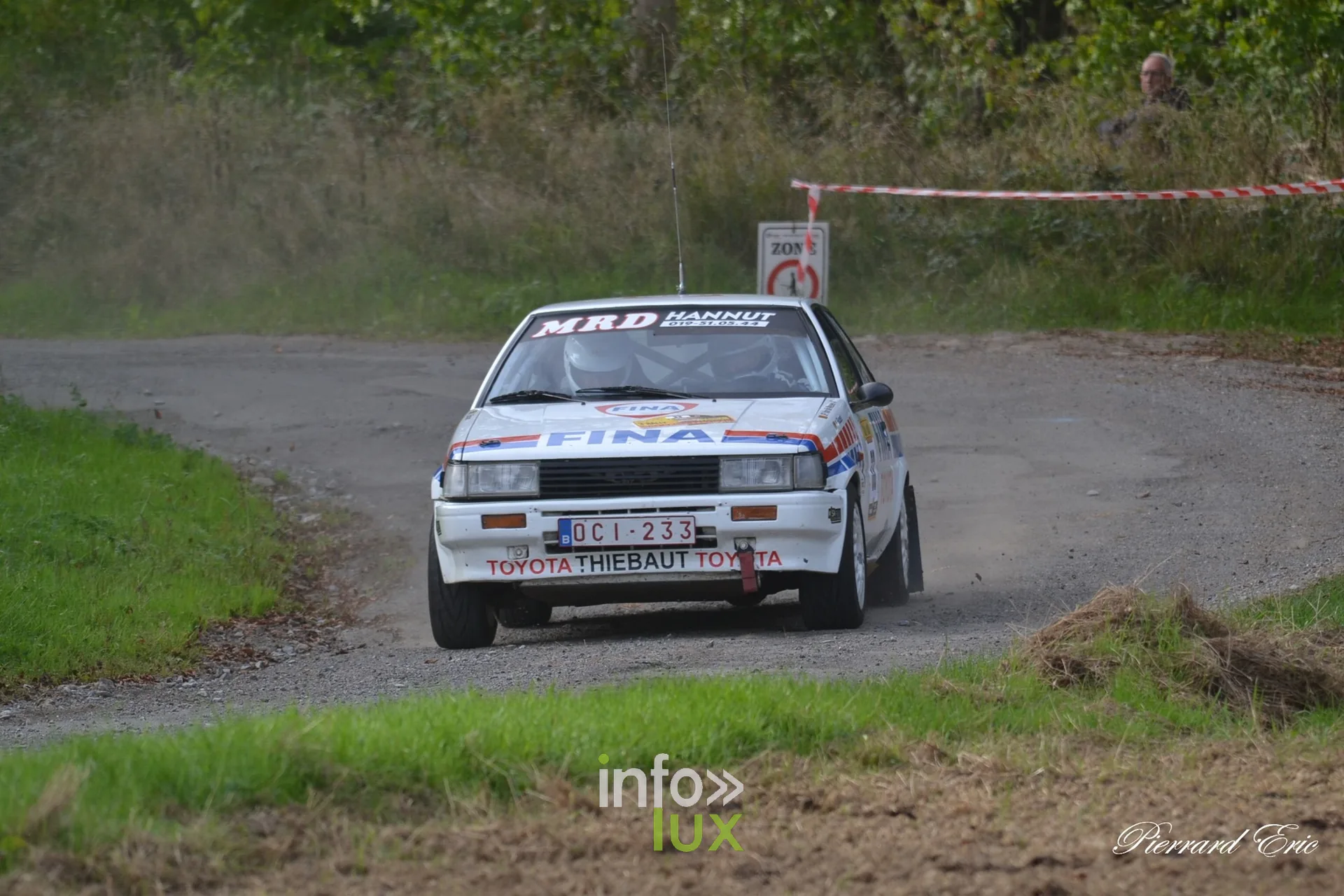 Toyota Corolla (Doyen – Pirotte) en pleine glisse sur une spéciale du Rally 4 Passion 2026, région de Huy