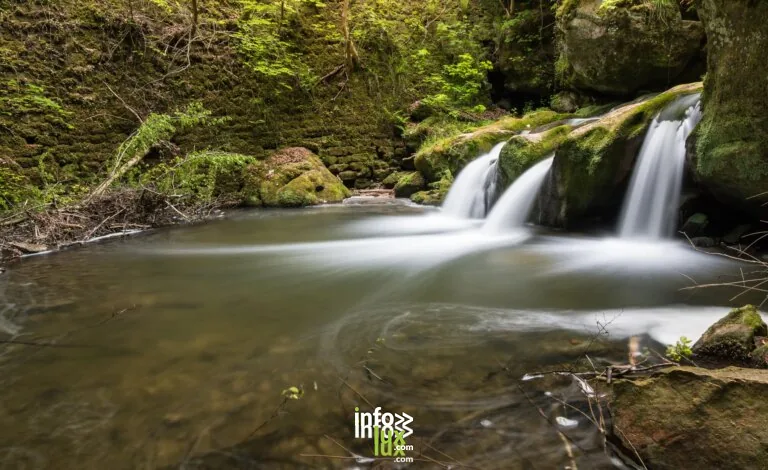 La cascade du Schiessentümpel dans le Mullerthal, sur le sentier de la Petite Suisse luxembourgeoise
