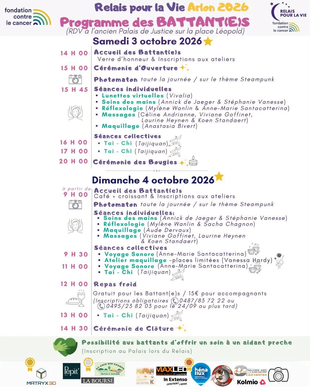 Programme des Battant(e)s du Relais pour la Vie d’Arlon 2026, rendez-vous à l’ancien Palais de Justice