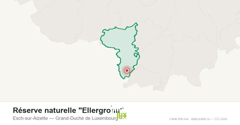 Carte de localisation de Réserve naturelle "Ellergronn" à Esch-sur-Alzette (Grand-Duché de Luxembourg)